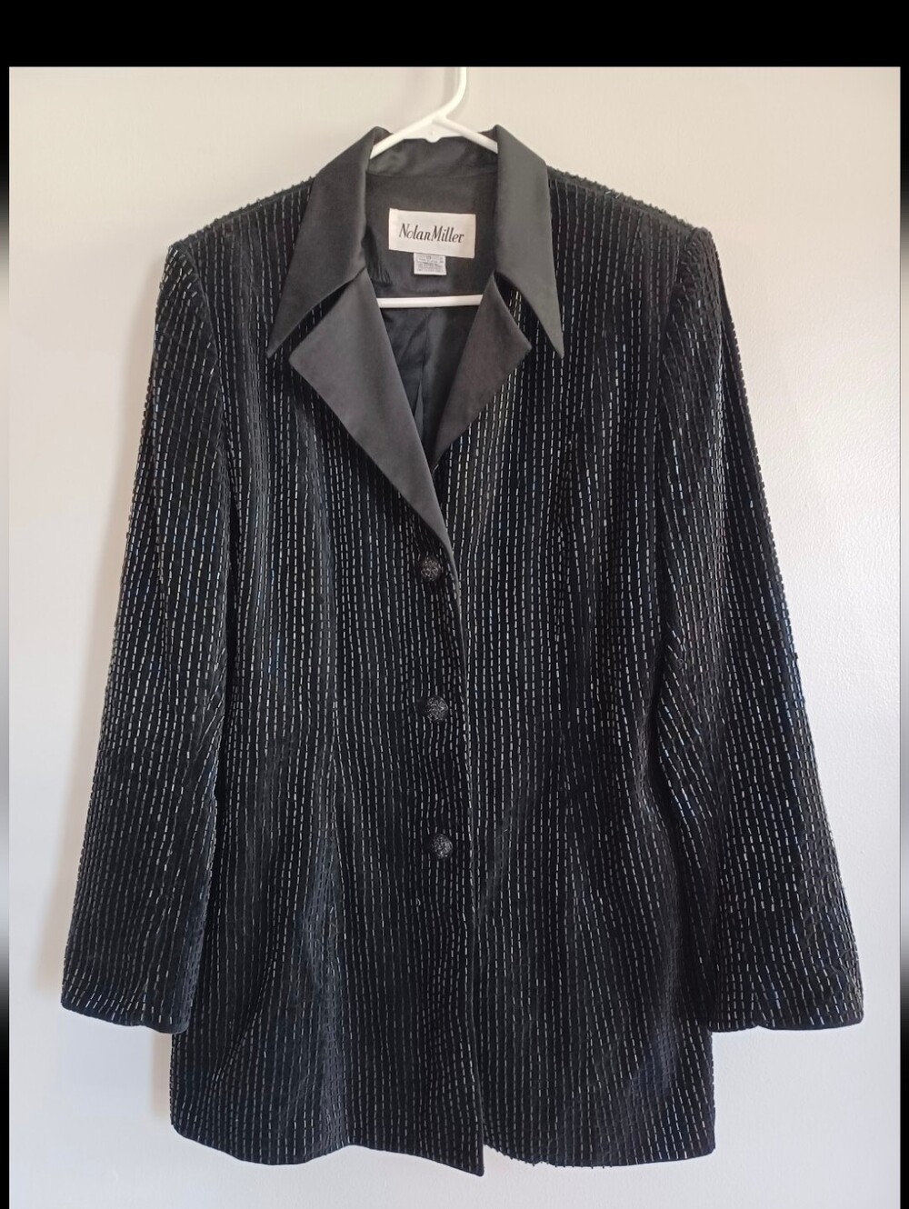 Vintage Nolan Miller Black Beaded Blazer Size 10